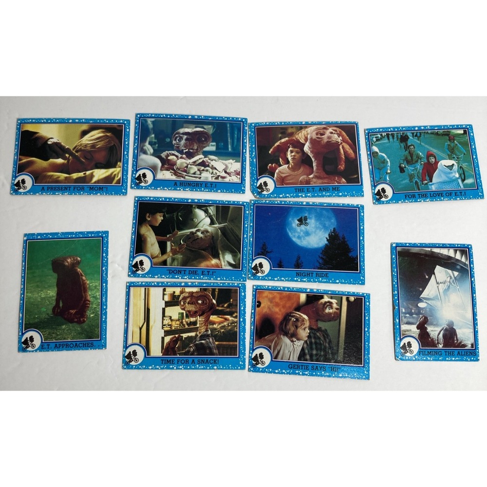 Lot of 9  E.T. Movie Trading Cards Photos and Details from the Original Movie